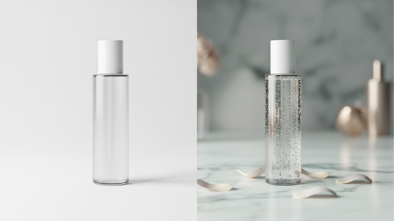 Projet e-commerce cosmétique : packshot premium photoréaliste